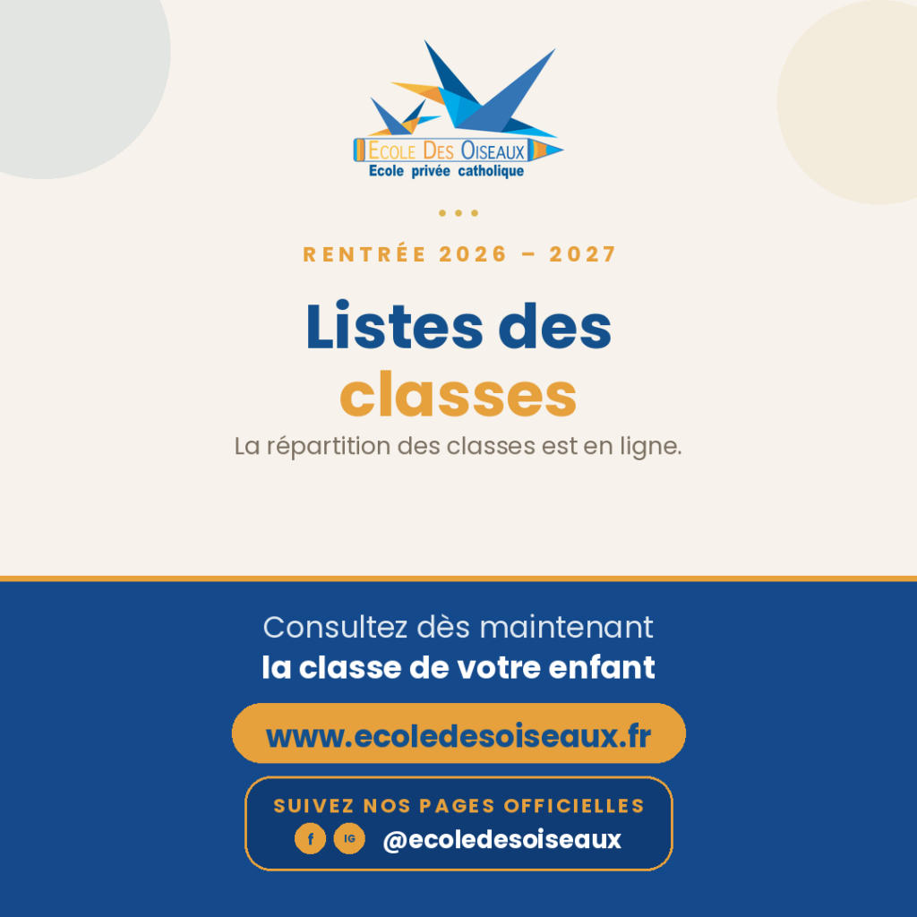 Listes des classes rentrée 2026