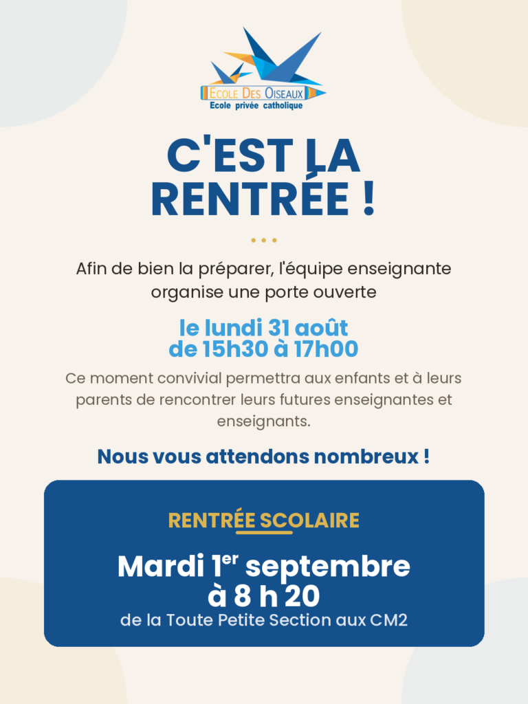 Rentrée des classes mardi 1er septembre